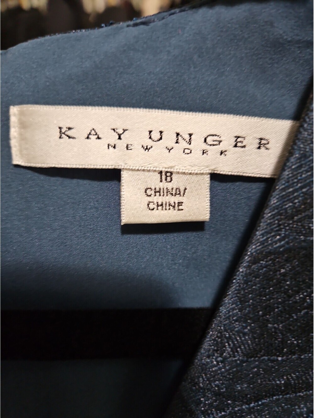 New, Kay Unger Mariah Crinkle Pleated Gown in Navy Sz 18 #LD420 - Picture 9 of 9